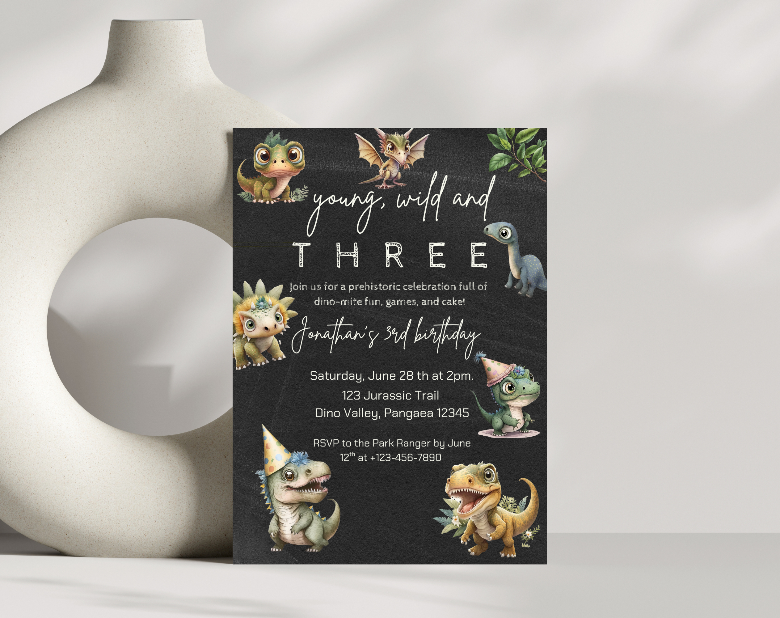 Roarsome Dinosaur Birthday Party Invitation | Editable Dino Theme Kids Invite | Printable Jurassic Party Template for Boys & Girls