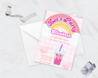 Bubble Tea Birthday Invitation | Let's Par-Tea Boba Invite | Editable Canva Template | Kawaii Girl Party | Instant Download