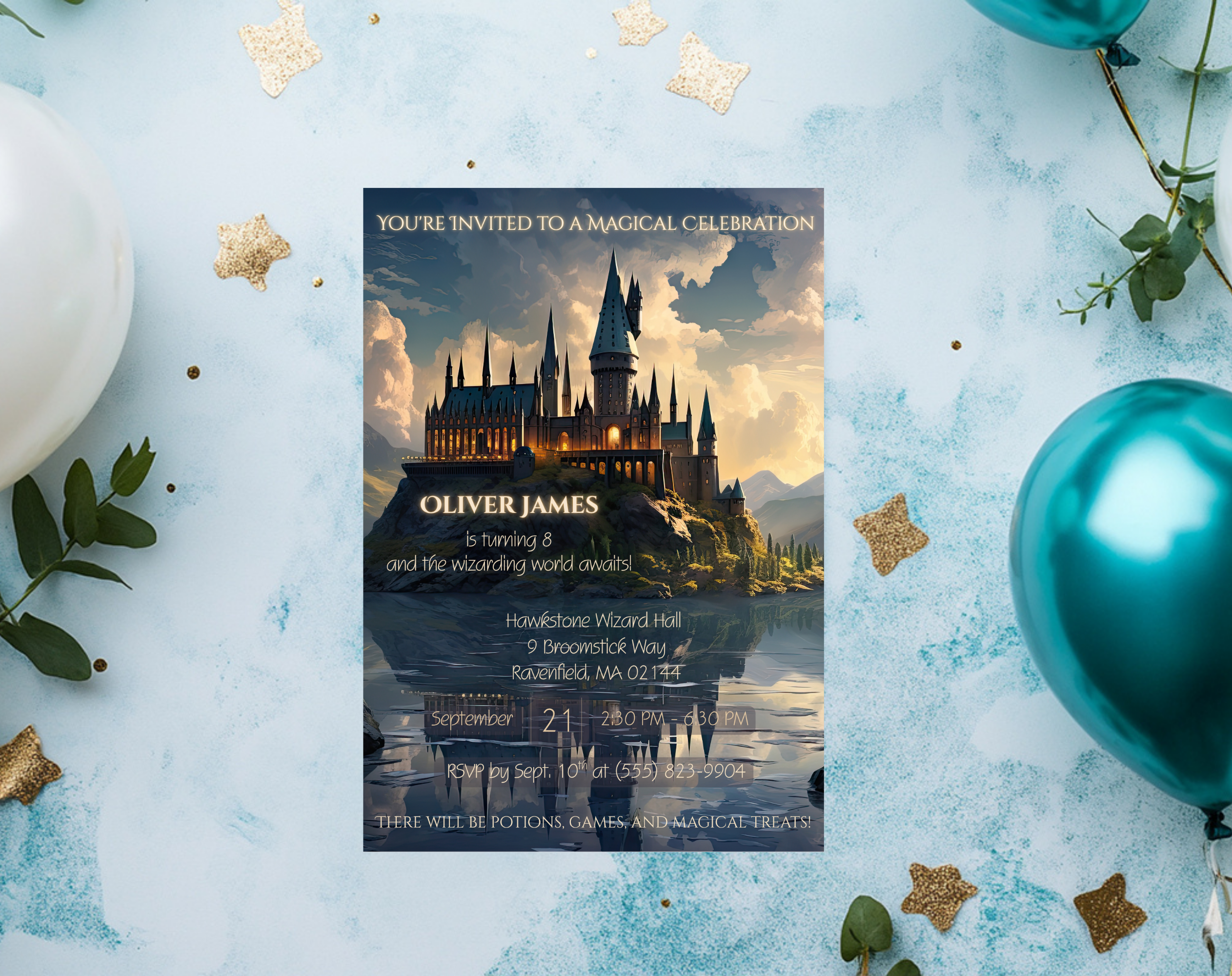 Wizard Invite, Witch Invitation, Magical party, Wizards witches invitation, Birthday invitation wizard world, Magical Castle, Editable