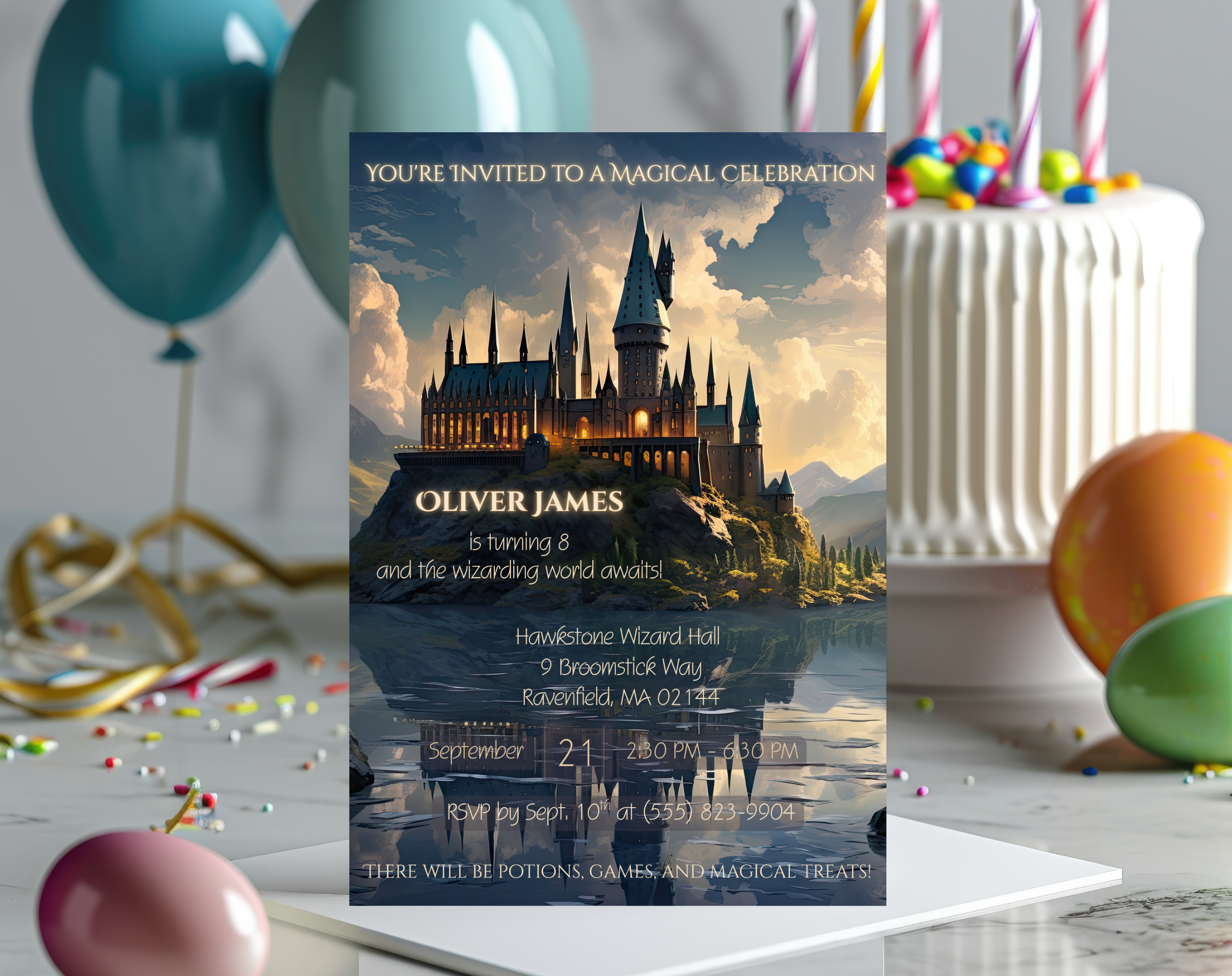 Wizard Invite, Witch Invitation, Magical party, Wizards witches invitation, Birthday invitation wizard world, Magical Castle, Editable
