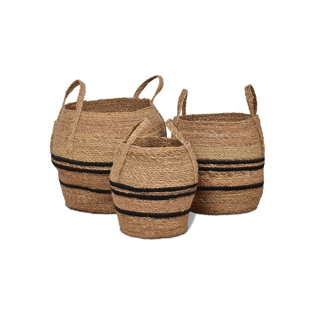 Opjet Basket With Lines Black (Set Of 3)