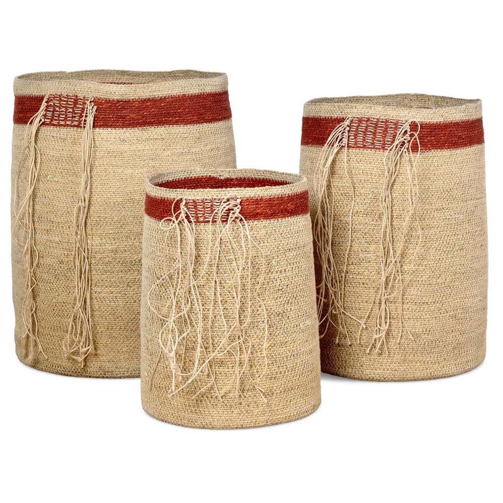 OPJET Set of 3 Baskets Natural/Terracotta