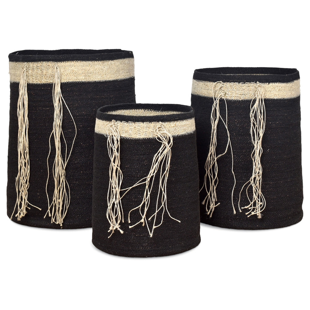 OPJET Set of 3 Baskets Natural/Black