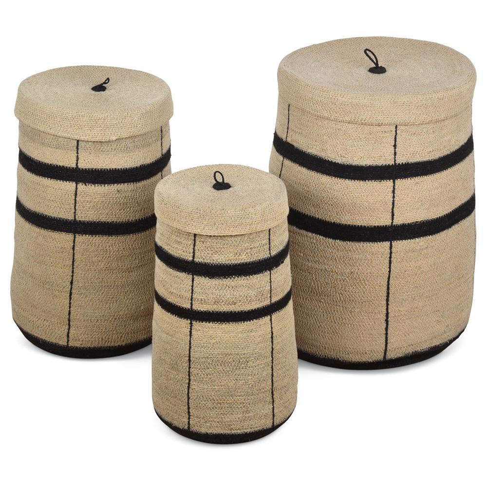 OPJET Laundry Baskets Natural/Black Set of 3