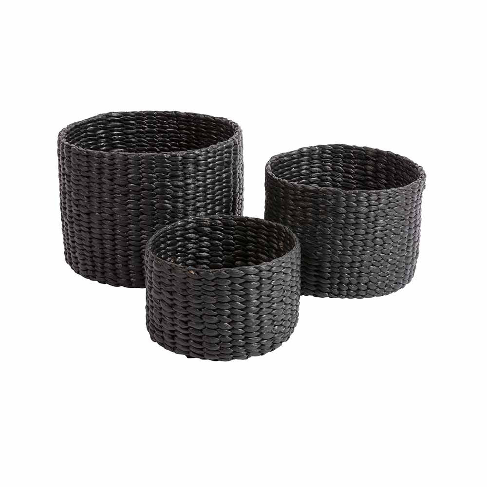 Original Home Water Hyacinth Baskets Black - Set Of 3