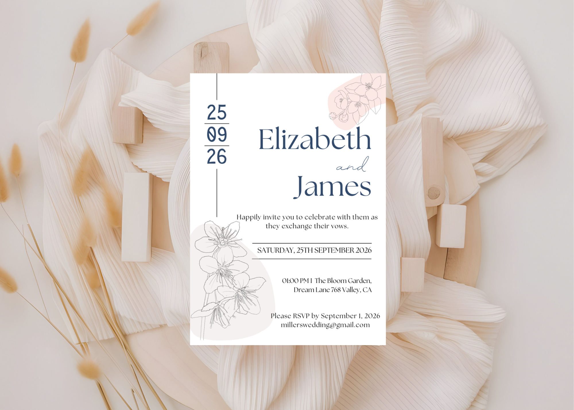 Editable Minimalist Wedding Invitation, Simple Wedding Invite, Modern Elegant Clean Design, Instant Download, Stylish Invite Stationery