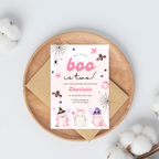 Our Little Boo is Turning Two Halloween Birthday Invitation Cute Ghost 2nd Birthday Party Invite Printable Halloween Toddler Girly pastel