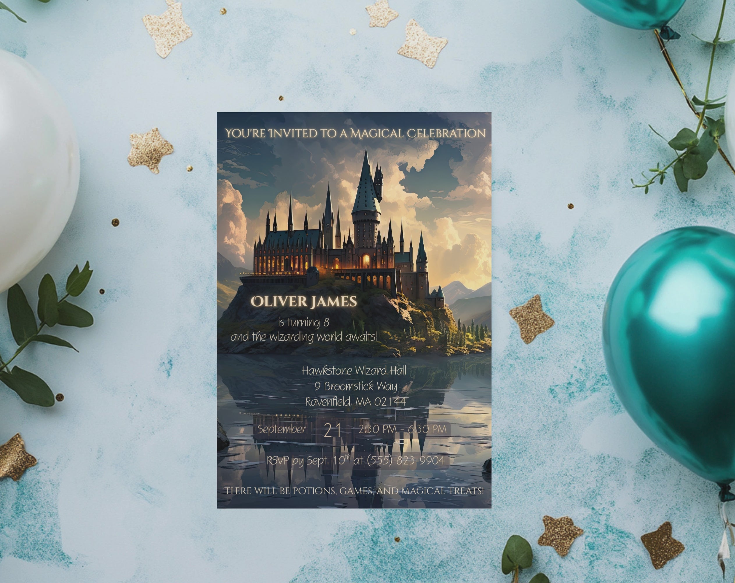 Wizard Invite, Witch Invitation, Magical party, Wizards witches invitation, Birthday invitation wizard world, Magical Castle, Editable