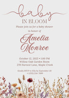 Baby in Bloom Baby Shower Invitation | Girly Boho Floral Flower Wildflowers Invite | Canva Template | Editable Printable Digital Download