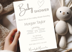 Minimalist Baby Shower Invitation | Classic Gender Neutral Modern Design | Beige Editable Printable Digital Download Boy Girl Design Invite