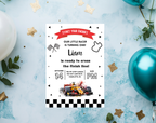 Race Car 1st Birthday Invitation for Boys | Formula One Racing Theme | Editable 5x7 Canva Template | Printable Digital Download Invite