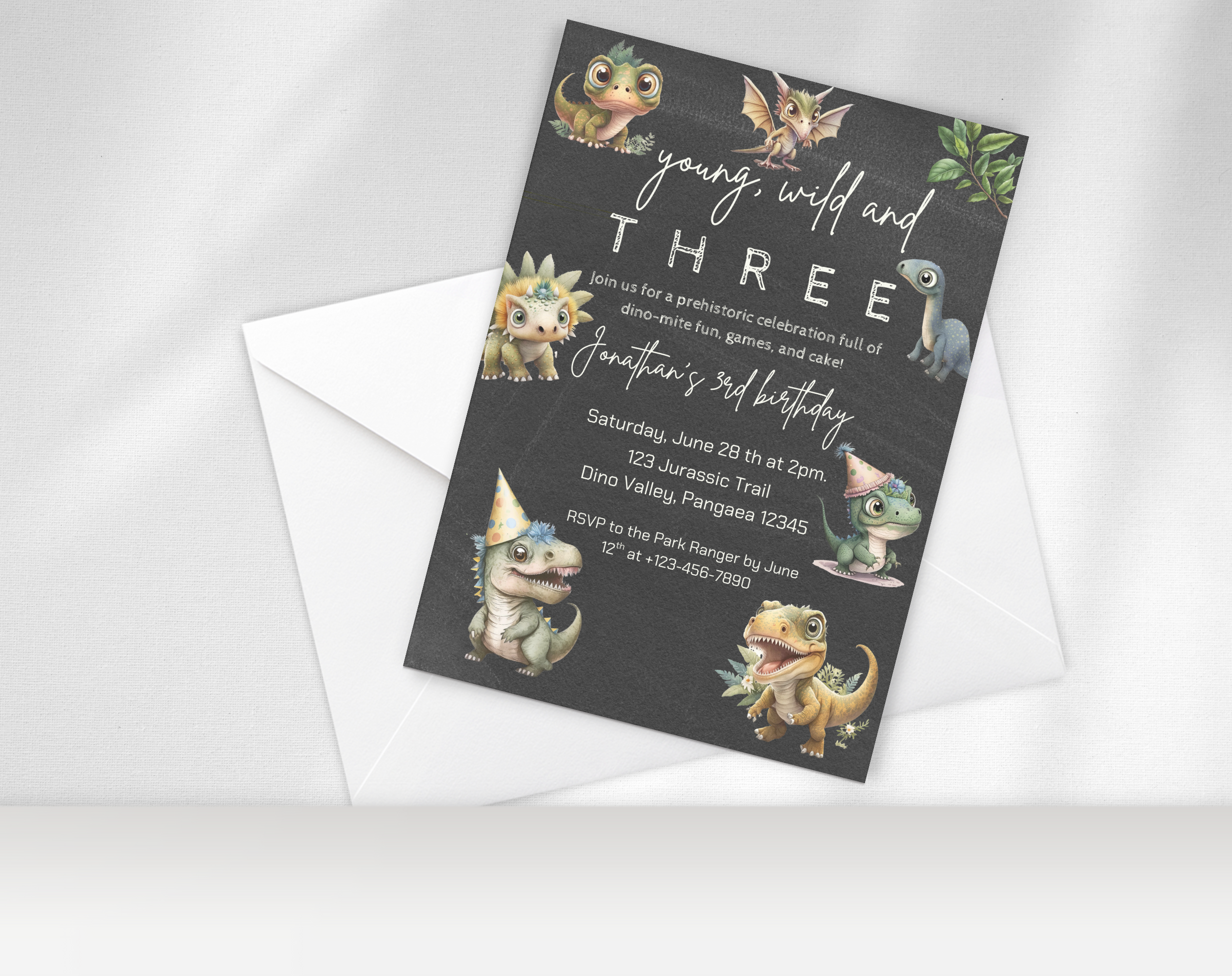 Roarsome Dinosaur Birthday Party Invitation | Editable Dino Theme Kids Invite | Printable Jurassic Party Template for Boys & Girls