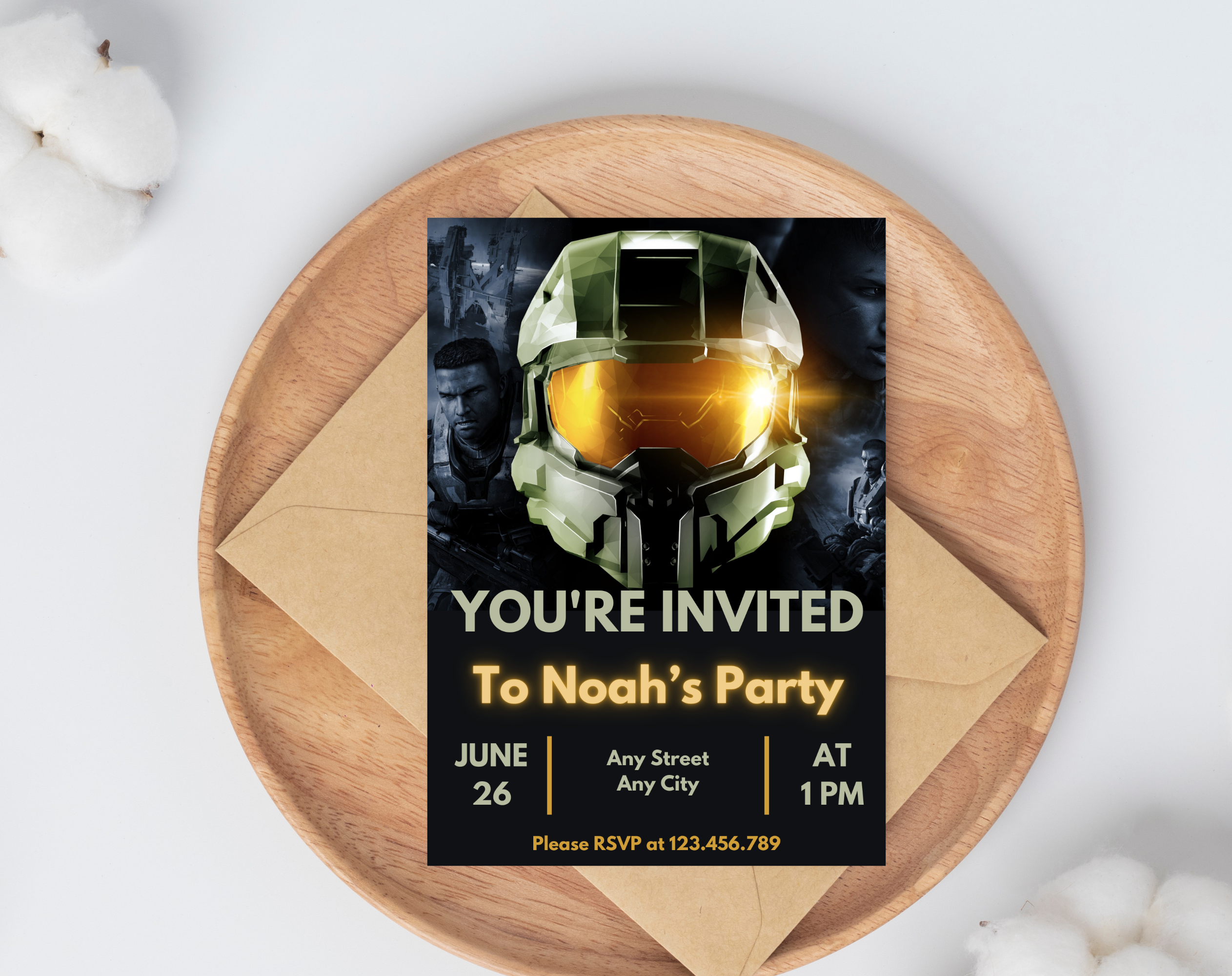 Futuristic Space Warrior Birthday Invitation | Sci-Fi Soldier Canva Template 5x7 | Editable Printable Digital Download for Boys Party