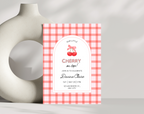 Cherry on Top Birthday Invitation | Editable Canva Template | Sweet Cherry Theme Party Invite | Printable Digital Download for Girls