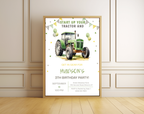 Green Tractor Birthday Invitation | Farm Boy Party Invite | Editable Printable Digital Download | Farm Vehicles Theme Birthday Invite
