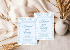 Blue Toile Wedding Invitation | French Chinoiserie Floral Suite | Editable Canva Template | Dusty Blue Printable Elegant Wedding Invite