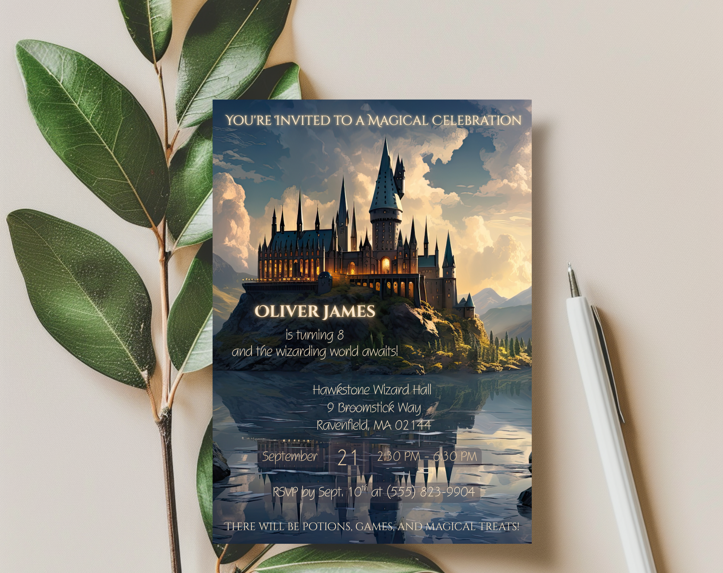 Wizard Invite, Witch Invitation, Magical party, Wizards witches invitation, Birthday invitation wizard world, Magical Castle, Editable