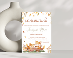 Foxy Autumn Birthday Invitation | Forest Animal Fall Party Invite | 5x7 Canva Template | Editable Printable Digital Download for Kids